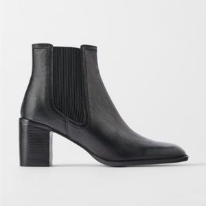 Zara Leather Heeled Ankle Boots